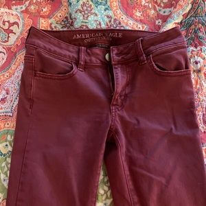 maroon american eagle crop jeans
